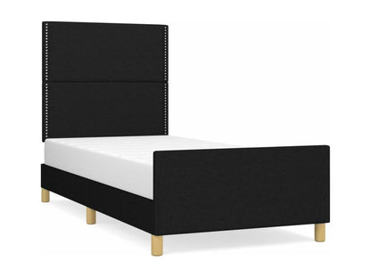 Bed frame with headboard, black, 80x200 cm, fabric