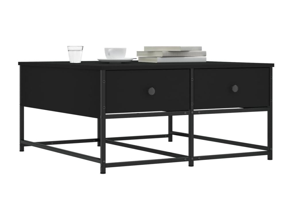 Black coffee table 80x80x40 engineered wood