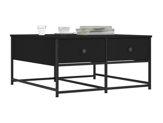 Black coffee table 80x80x40 engineered wood
