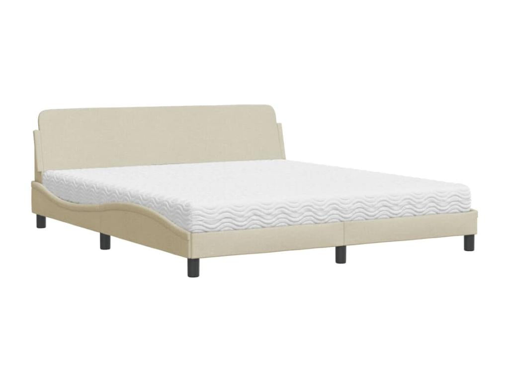 Bed with cream mattress 180x200 cm fabric