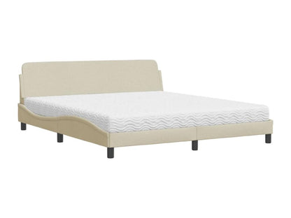 Bed with cream mattress 180x200 cm fabric