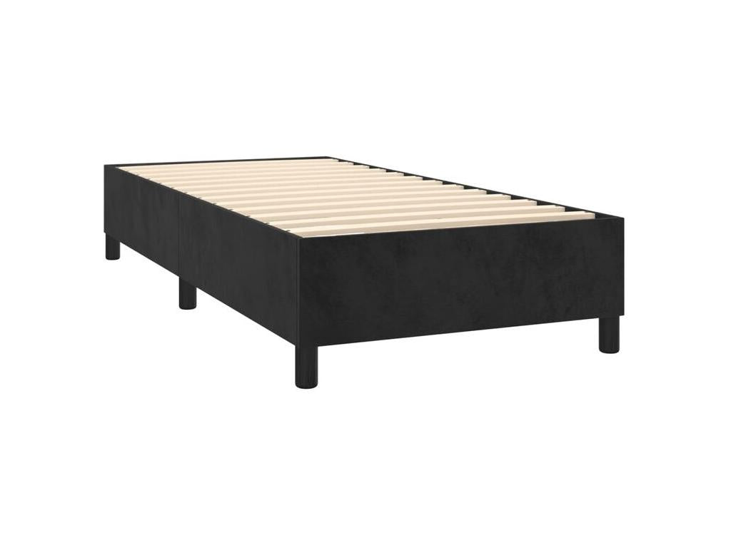 Bed base with mattress, black, 100x200 cm, velvet