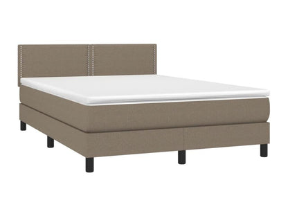 Upholstered bed base with 140x190 cm mattress, fabric