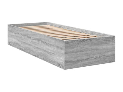 Gray bed frame 90x190 cm engineered wood