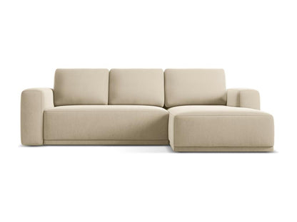 Right-hand corner sofa bed in velvet - light beige -