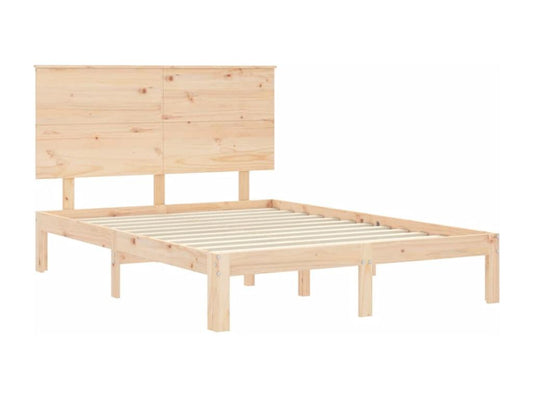 Bed frame without mattress, solid pine wood