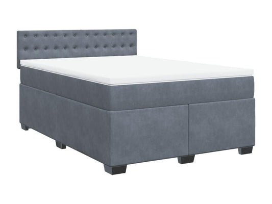 Bed base and mattress, Dark Grey, 160x200cm, Velvet