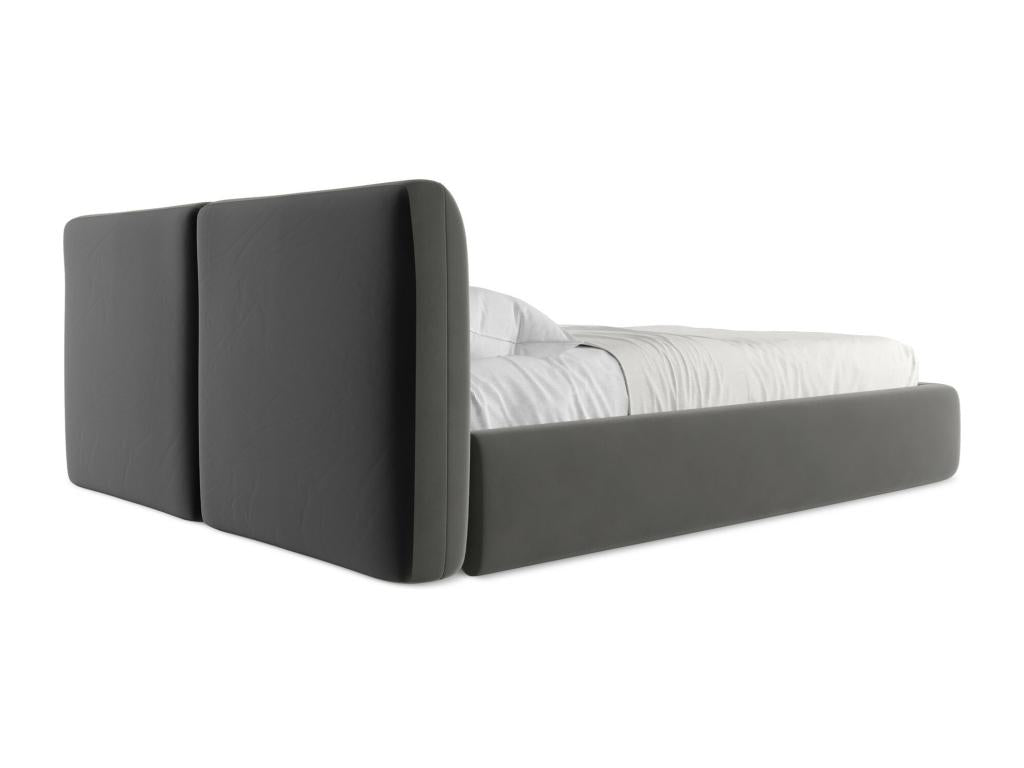 160x200 velvet storage bed - steel -
