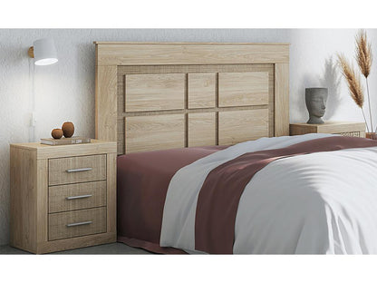 Headboard with oak-effect textile legs - Length 160 x Depth 3.8 x Height 120 cm