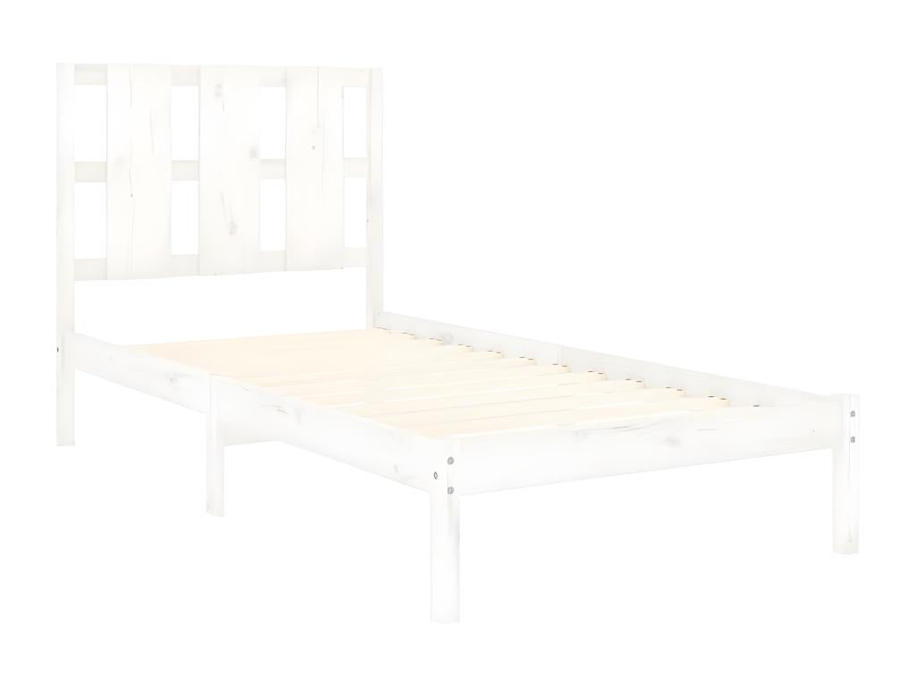 Bed frame without mattress, white, 100x200 cm, solid pine wood