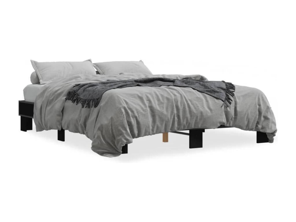 Black bed frame without mattress, 150x200 cm