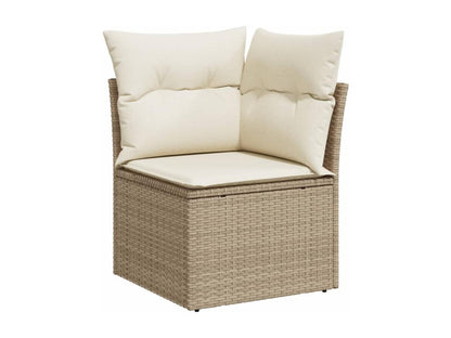 Garden furniture set with cushions, 12 pieces, beige woven resin