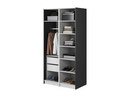2-door wardrobe with hanging rail and drawers - 100 cm - black -
