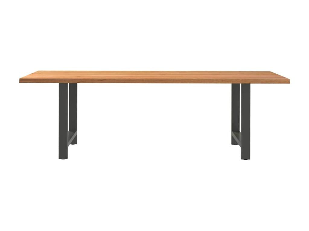 Rectangular light brown solid oak wood dining table