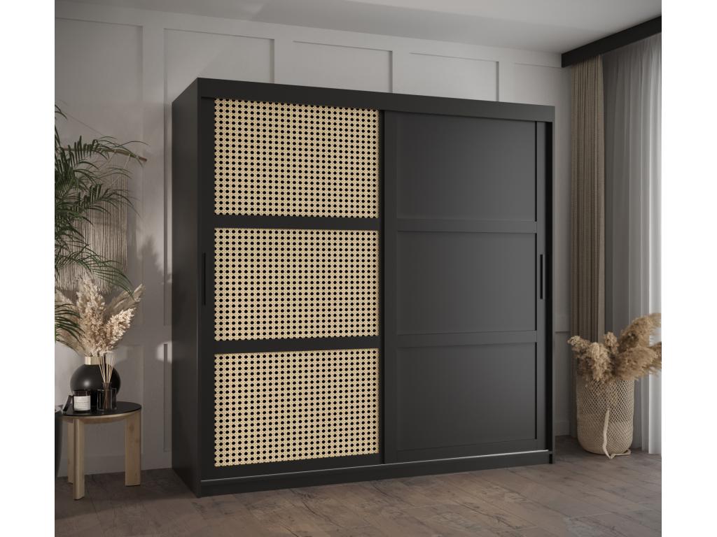 Wardrobe with 3 Sliding Doors 200/180/62 2 Doors black