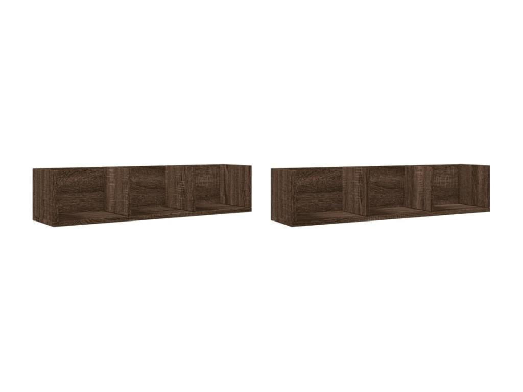 2-piece wall cabinets, brown oak, 75x18x16.5cm, engineered wood
