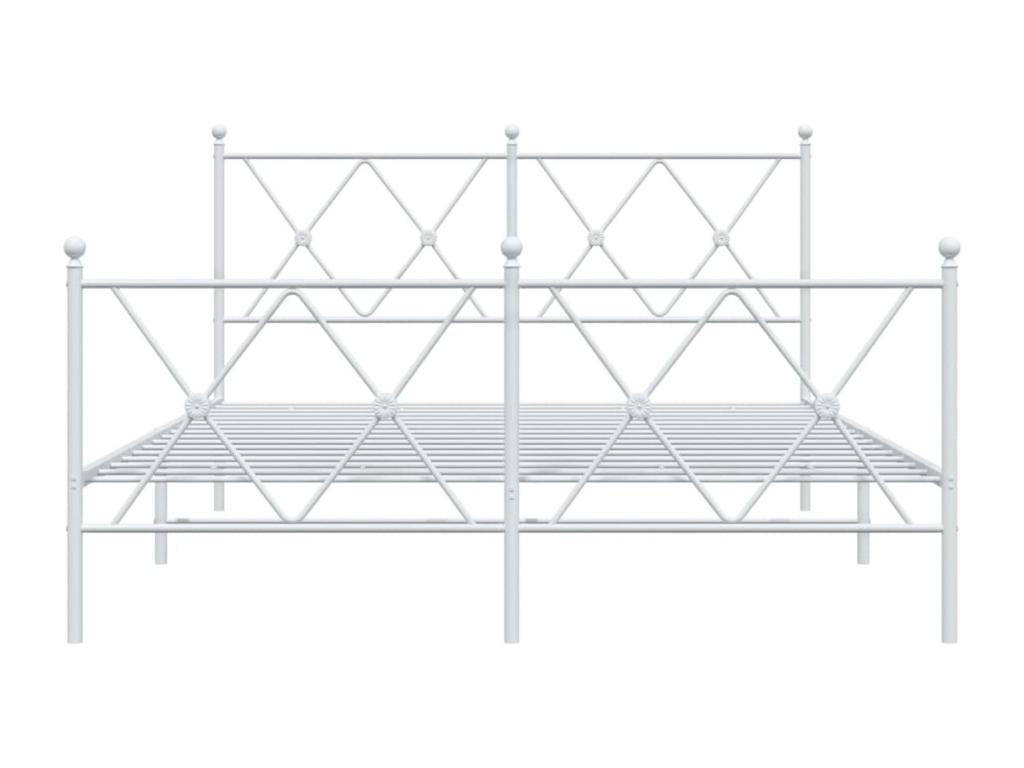 Metal bed frame with white headboard/footboard 140x190cm