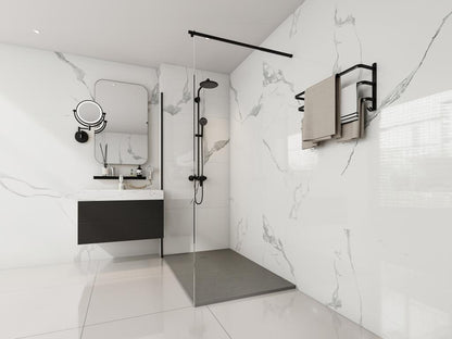 Extra-flat shower tray, for surface or recess installation, cuttable, made of SMC resin - Grey - 140x90 cm -