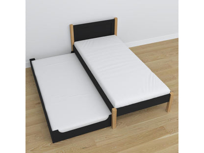 N02 Black/Natural Oak Wooden Trundle Bed 80x180