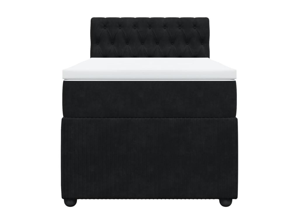 Bed base with mattress, black, 90x200 cm, velvet