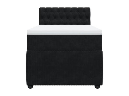 Bed base with mattress, black, 90x200 cm, velvet