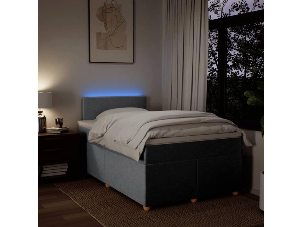 Bed base with mattress, light grey, 120x200cm, fabric