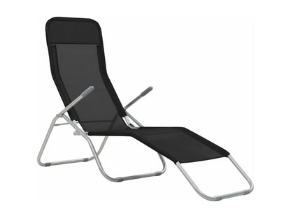 Black folding sun loungers 142x60x97 cm 02 0011951