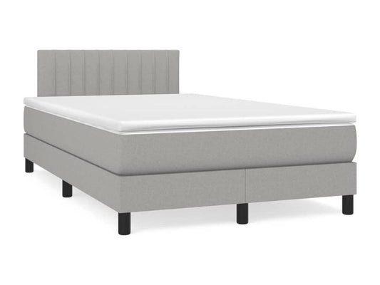 Bed base with light grey LED mattress 120x190 fabric
