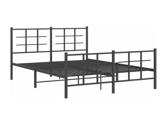 Metal bed frame without mattress, with black bed legs, 150x200cm