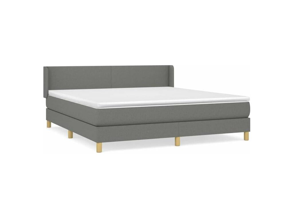 Bed base with mattress, Dark Grey, 180x200 cm, Fabric