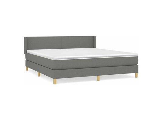 Bed base with mattress, Dark Grey, 180x200 cm, Fabric