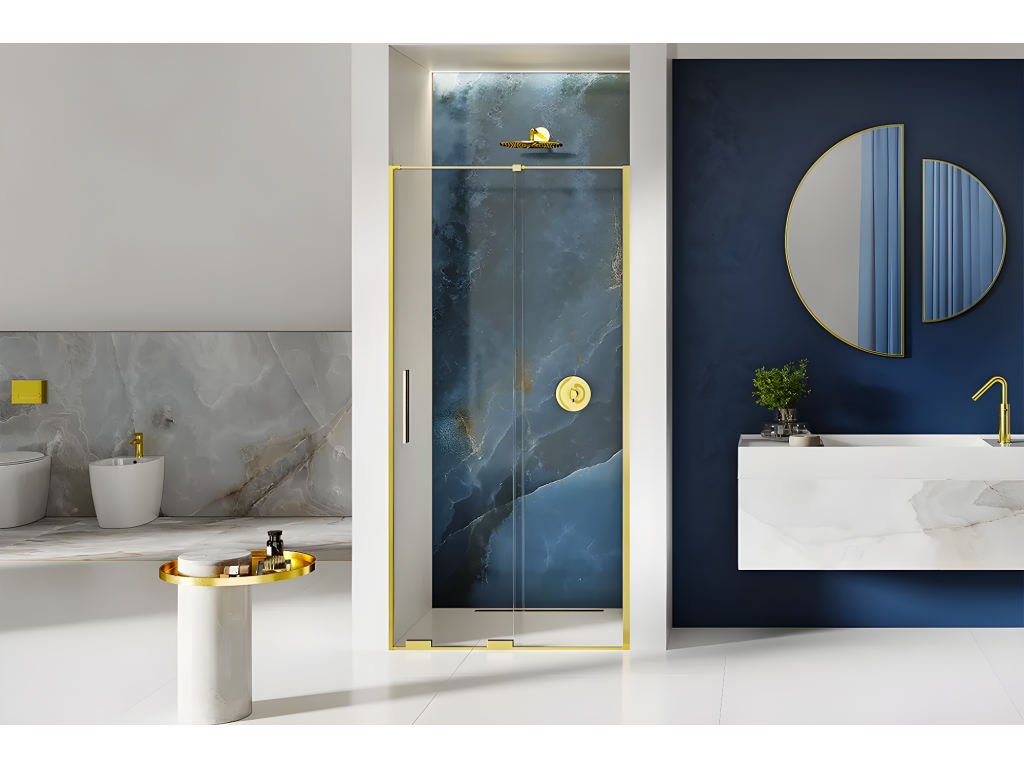 Gold shower door 180 cm 2 sliding panels left