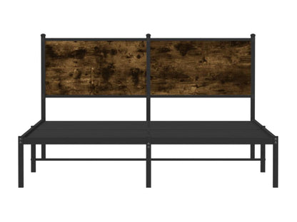 Metal bed frame without mattress, smoked oak, 150x200 cm