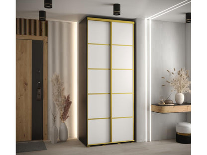 4-Door Sliding Wardrobe 235.2/100/60 2 Doors Black/White/Gold