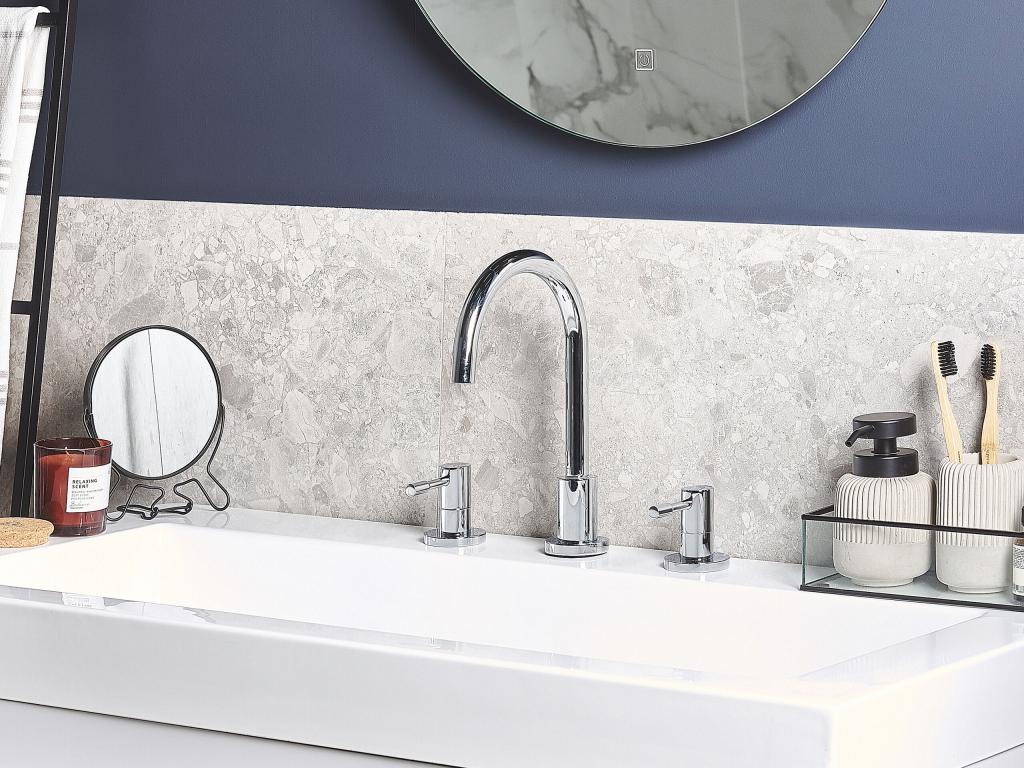 Silver bathroom sink faucet