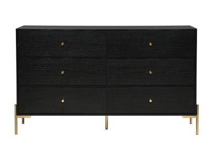 6-drawer chest - MDF and metal - Black and gold -