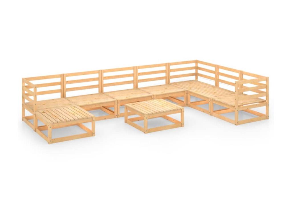 9-piece garden furniture set, solid pine wood, 16