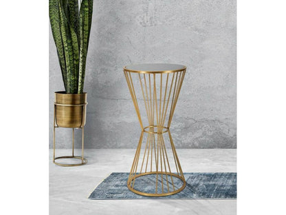 Coffee table, magazine rack for sofa, living room shelf, 40x40 h80 cm, gold