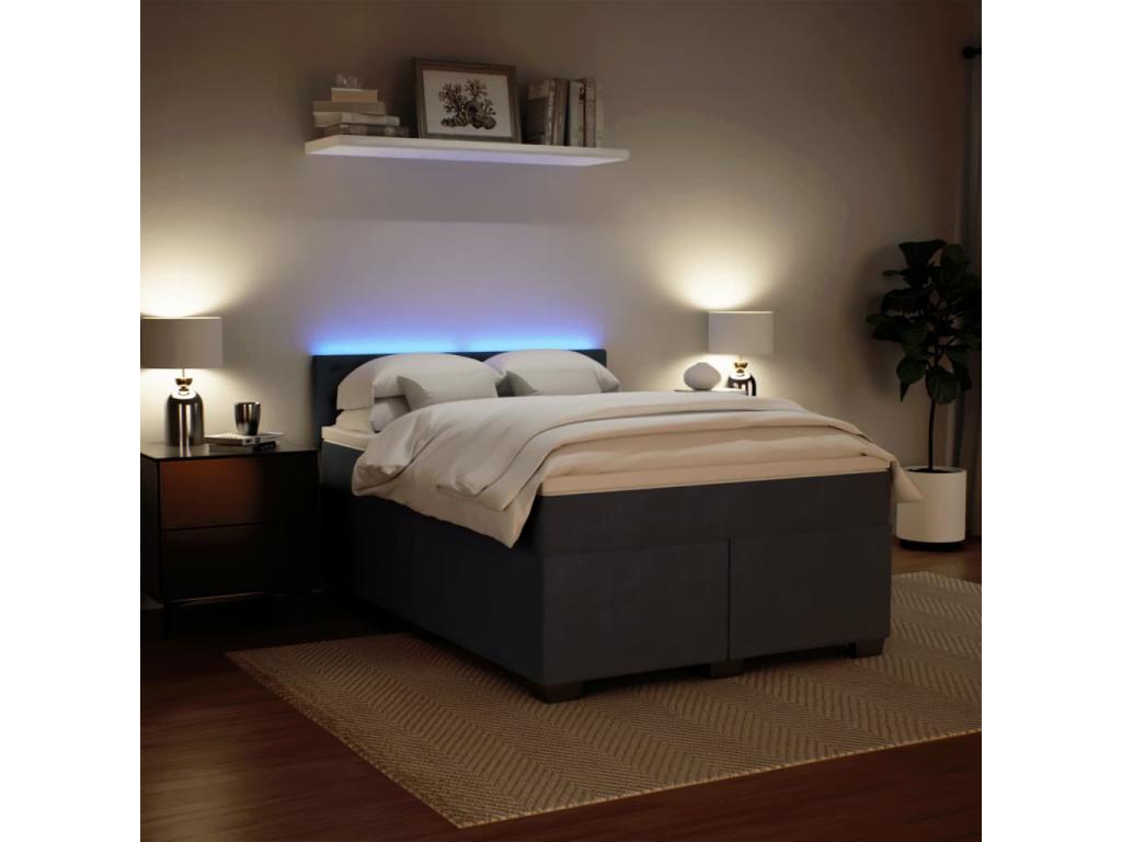 Bed base and mattress, Dark Grey, 160x200cm, Velvet