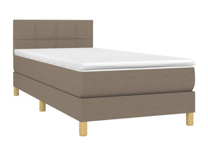 Upholstered bed base with mattress and LED lighting, 90x190 cm, fabric