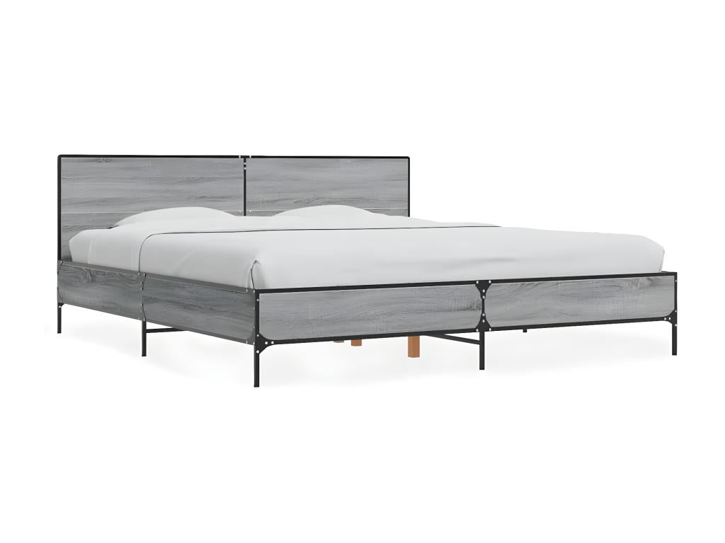 Grey bed frame without mattress, 180x200 cm