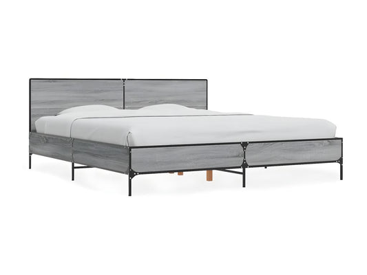 Grey bed frame without mattress, 180x200 cm