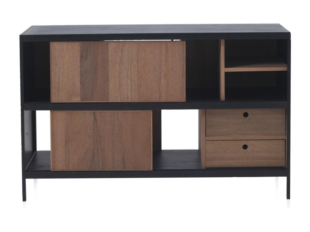 Black ash wood sideboard with metal base