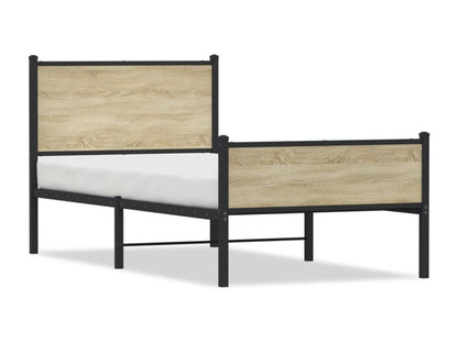 Metal bed frame without mattress, oak, 90x200 cm