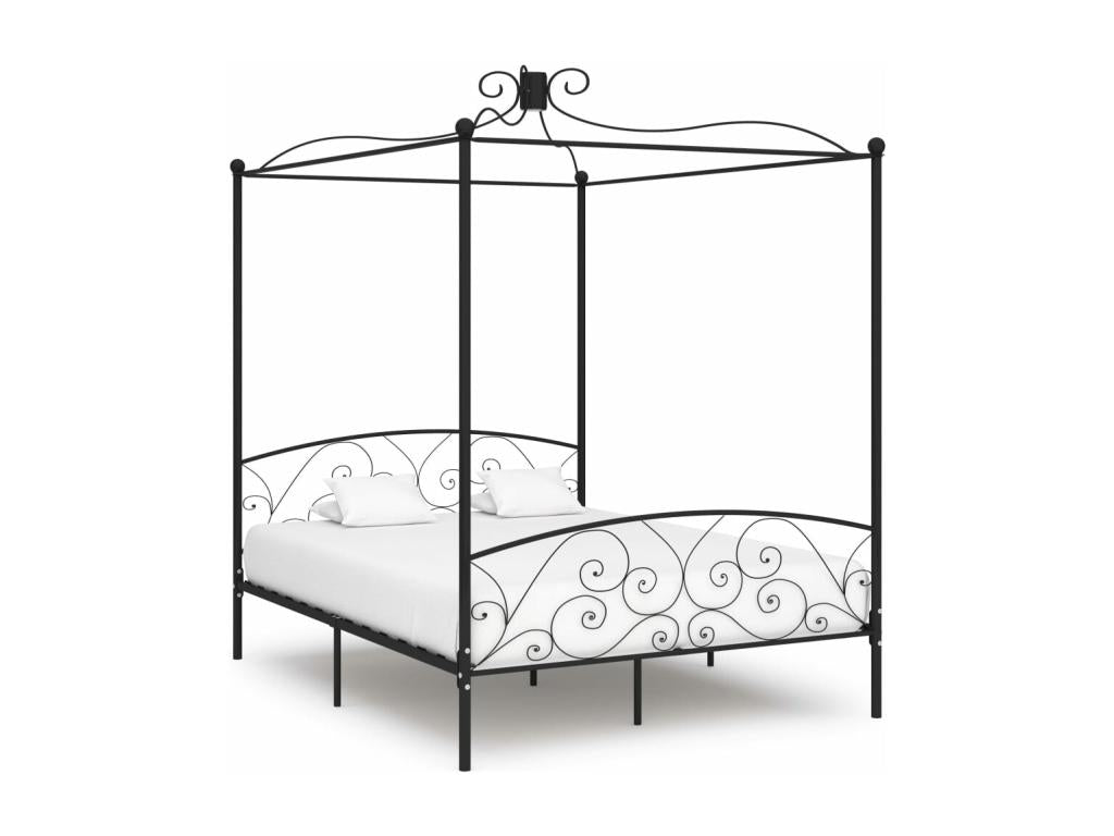 Black Metal Canopy Bed Frame 160x200 cm