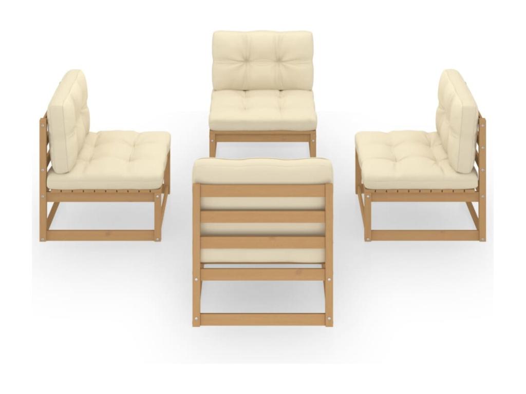 4-piece garden furniture set with cushions. Solid pine wood.