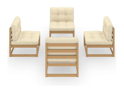 4-piece garden furniture set with cushions. Solid pine wood.