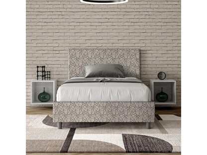 Single bed with storage, upholstered, 120x200 cm, fabric, 2 grey colors
