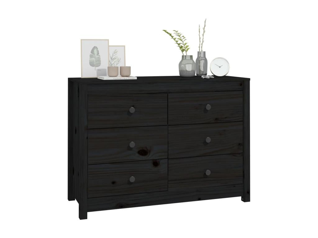 Black side cabinet 100x40x72 cm Solid pine wood