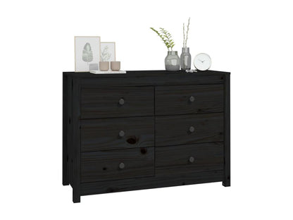 Black side cabinet 100x40x72 cm Solid pine wood